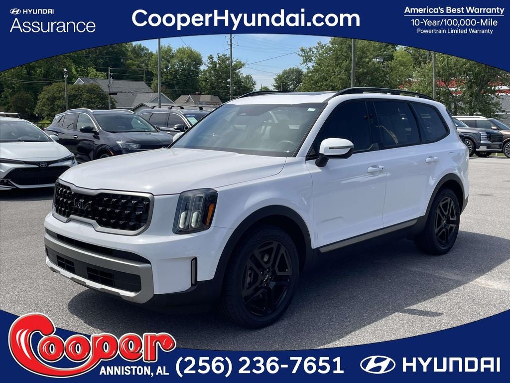 2023 Kia Telluride EX X-Line in Glacial White Pearl — front three-quarter view