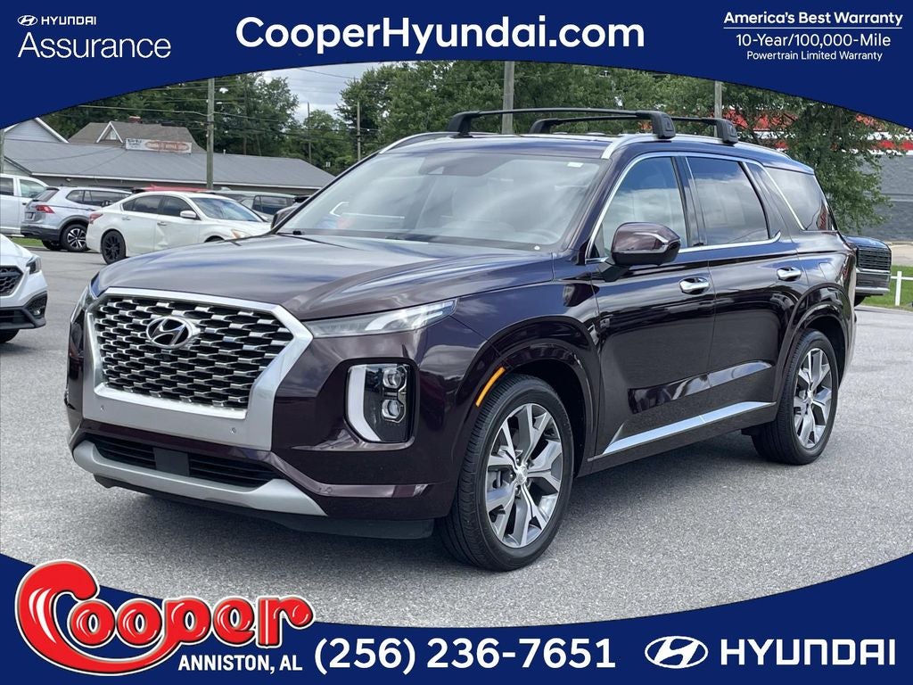 2022 Hyundai PALISADE Limited in Sierra Burgundy — front three-quarter view