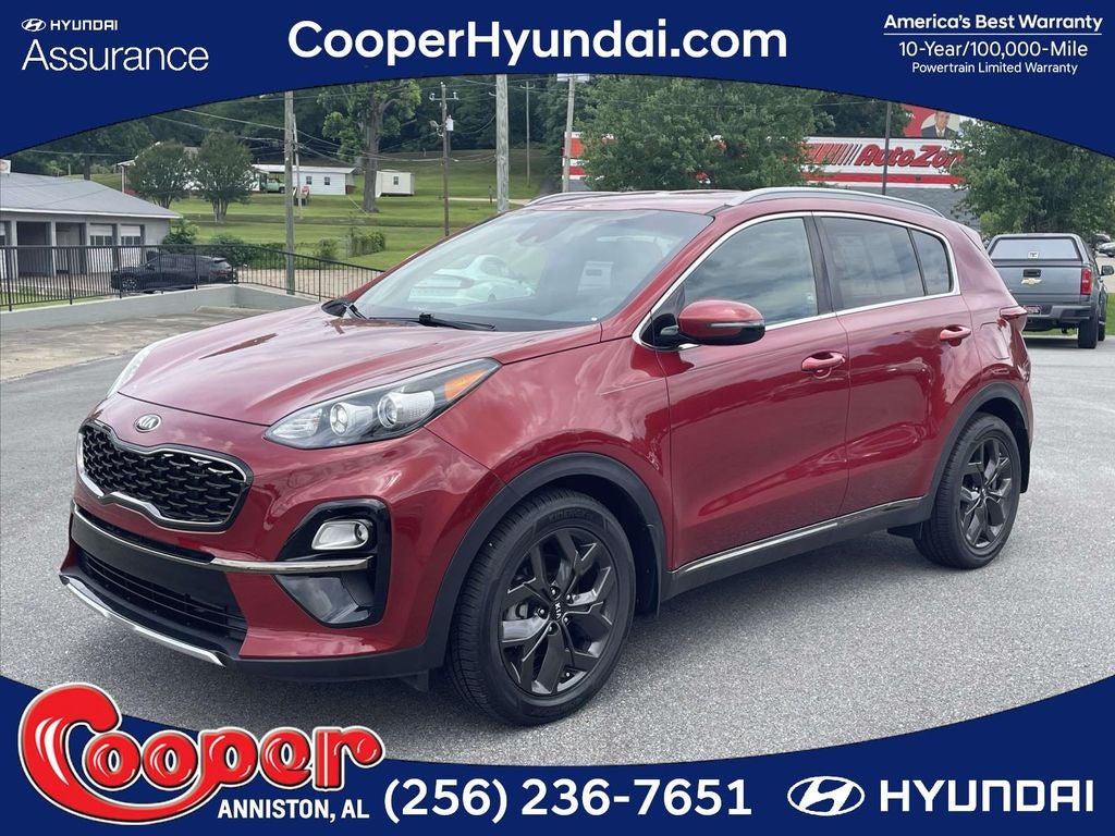 2020 Kia Sportage S in Hyper Red — front three-quarter view